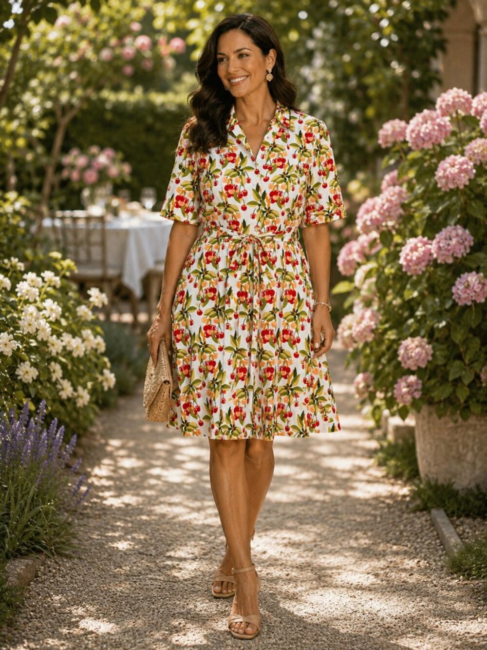 Brooks Brothers Cherry Print Shirt Dress - Size 14